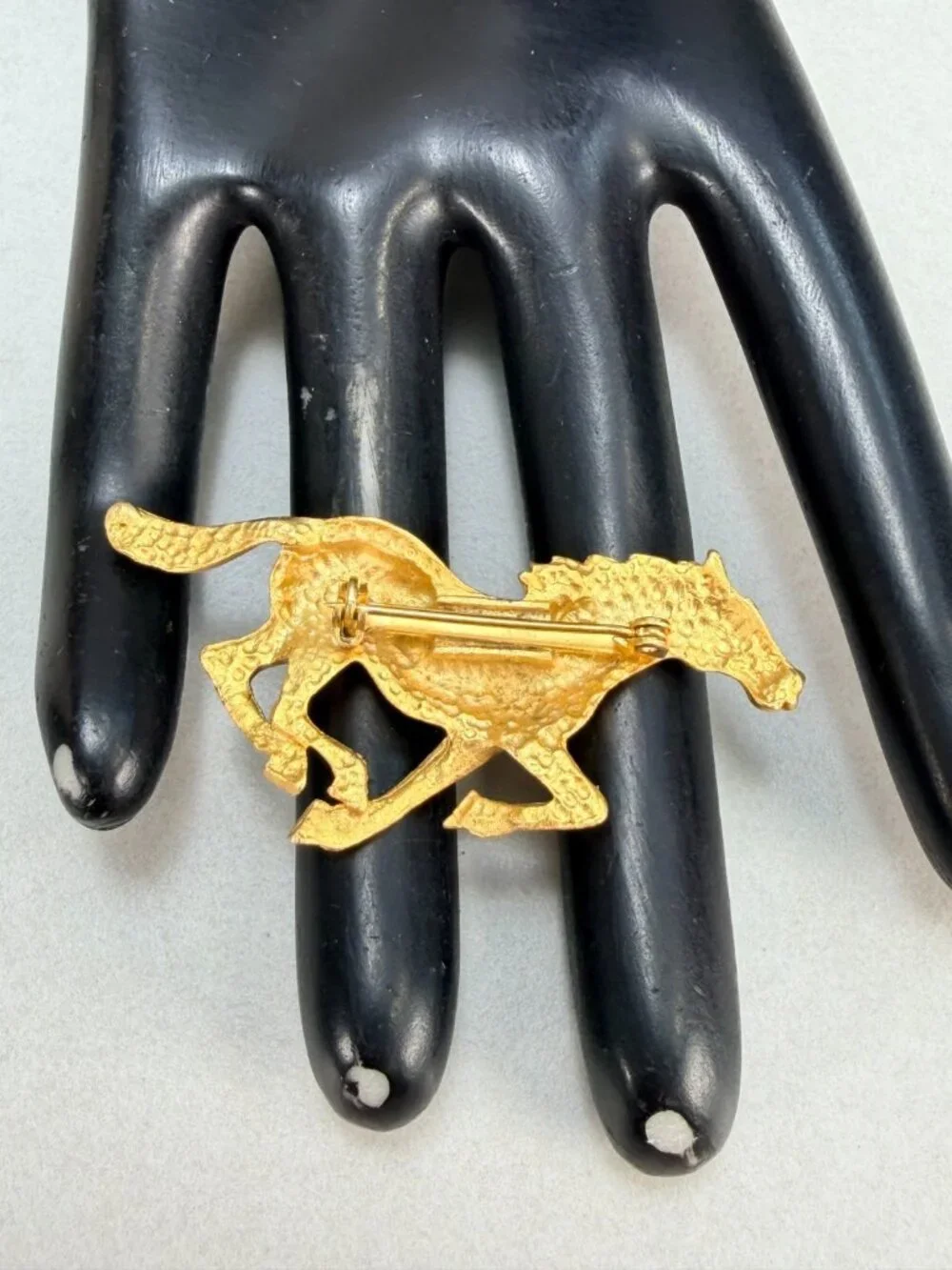 Vintage Gold Tone Running Horse Brooch Stallion Equestrian Figural Pin Unsigned